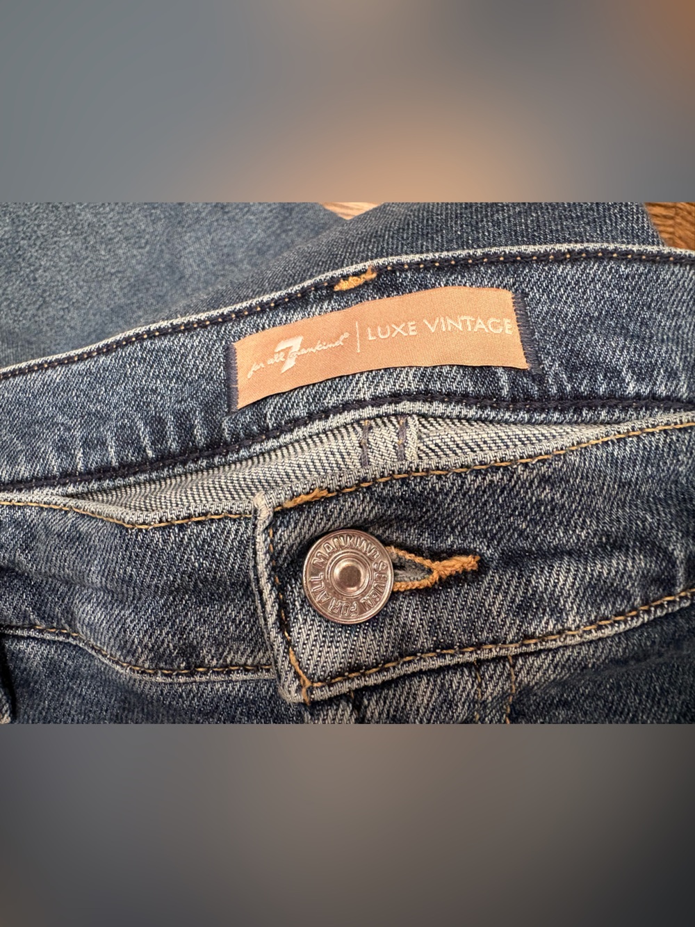 7 FOR ALL MANKIND size 31 Luxe Vintage Daisy Ankle Boot Cut jeans medium blue